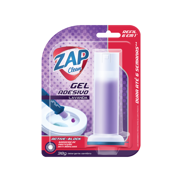 Gel Sanitário Adesivo Zap Clean - Refil - Lavanda - 38g