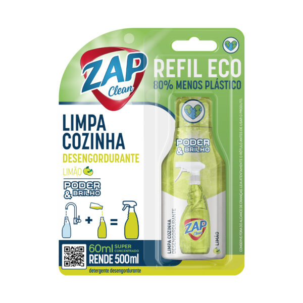 Refil Eco Desengordurante Zap Clean Poder & Brilho – Limão - 60ml