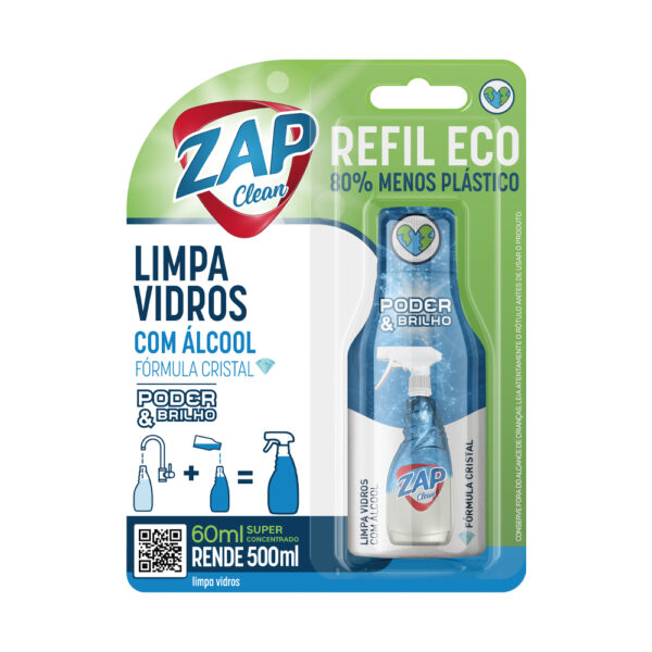 Refil Eco Limpa Vidros Zap Clean Poder & Brilho - 60ml